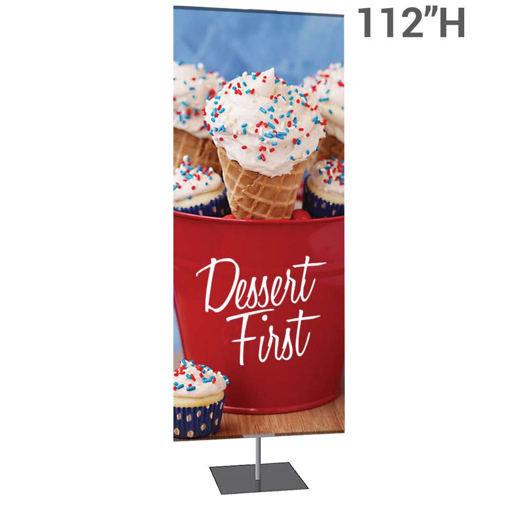 Classic Banner Stand -- Large 36" x 112", Silver with Square Base, Double-Sided Graphic Package (Stand & Graphic)