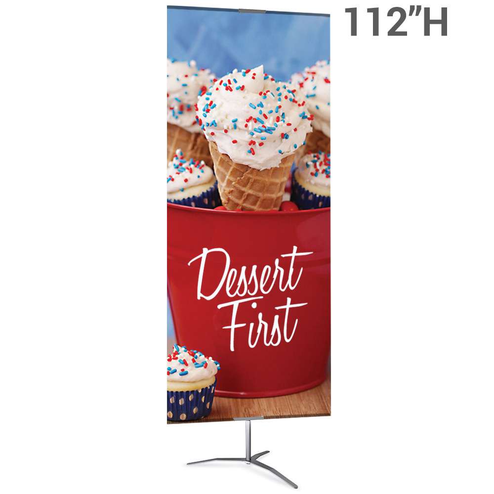 Classic Banner Stand -- Large 36" x 112", Silver with Travel Base, Single-Sided Graphic Package (Stand & Graphic)