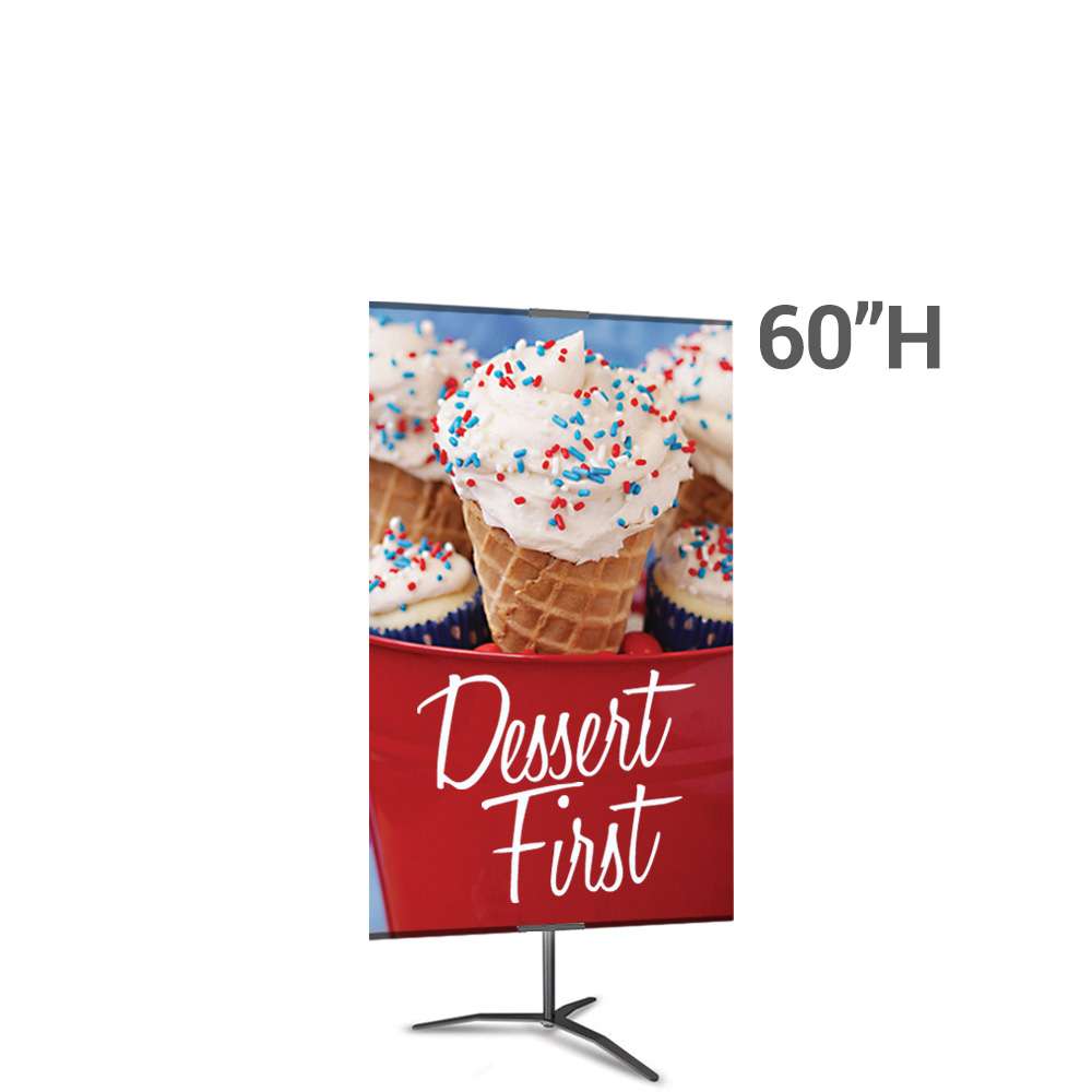 Classic Banner Stand -- Large 36" x 60", Black with Travel Base, Double-Sided Graphic Package (Stand & Graphic)