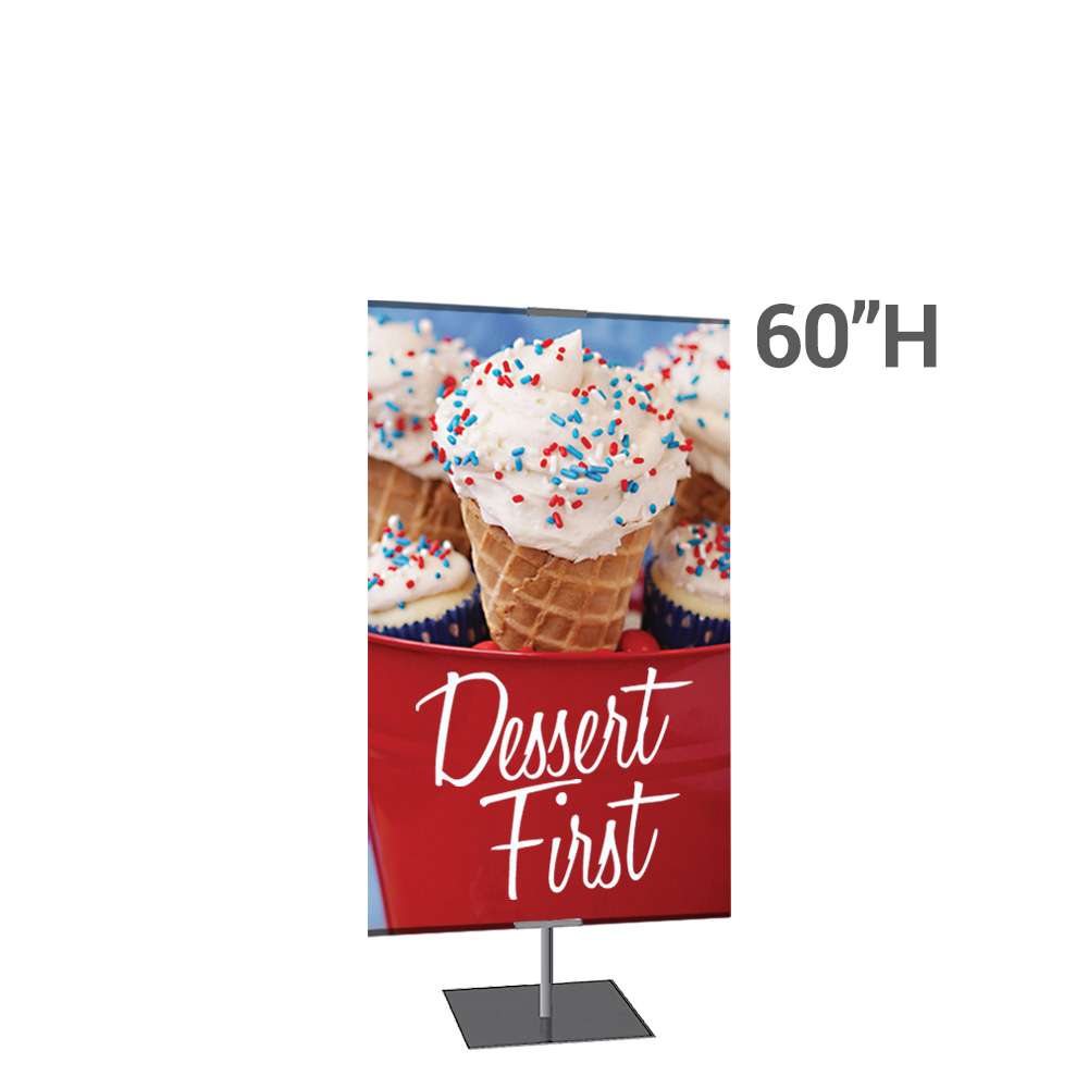 Classic Banner Stand -- Large 36" x 60", Silver with Square Base, Single-Sided Graphic Package (Stand & Graphic)