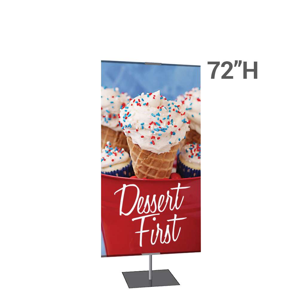 Classic Banner Stand -- Large 36" x 72", Silver with Square Base, Single-Sided Graphic Package (Stand & Graphic)