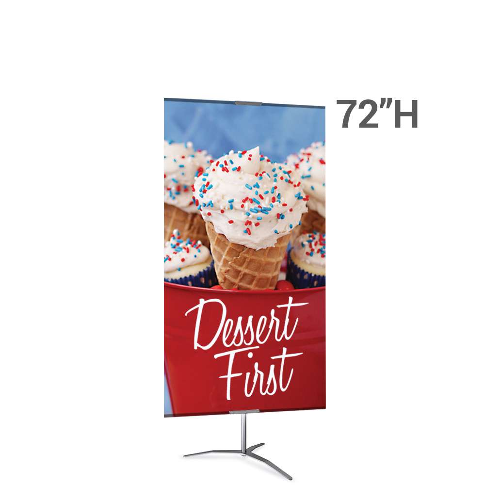 Classic Banner Stand -- Large 36" x 72", Silver with Travel Base, Double-Sided Graphic Package (Stand & Graphic)