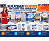 Which companies offer replacement graphics for existing trade show displays?