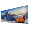 19.7 x 7.4 ft. SEGO Modular Lightbox Display Double Sided Graphic Package 01 - Tent and person with backpack in a snowy mountain landscape, featuring the brand 'SEGO'.