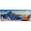 19.7 x 7.4 ft. SEGO Modular Lightbox Display Single Sided Graphic Package Orange tent and person in a red jacket standing on a snowy mountain with 'SEGO' branding.