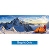 19.7 x 7.4 ft. SEGO Modular Lightbox Display Single Sided Graphic Package Person with an orange tent in a snowy mountain landscape, featuring the Sego Modular Lightbox logo.