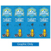 Four instances of 3ft Wallbox Tower 'Adventure Outdoors' logo with a backpack and mountain graphic on a blue background.
