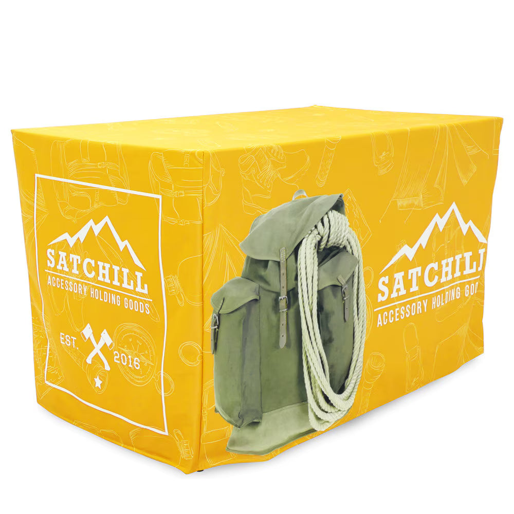 4ft Fitted Table Throw 3 Sided (Open Back) Full Color Custom Print