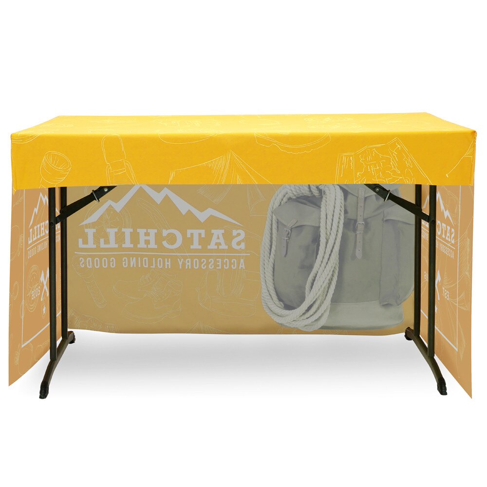4ft Fitted Table Throw 3 Sided (Open Back) Full Color Custom Print