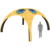 4x4 Casita Breeze  Graphic Package - Yellow inflatable arch with blue logos and a person for scale on a white background
