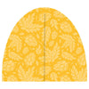 ll Double Sided Graphic Package with Zipper 01 -Yellow hood with leaf pattern on a white background