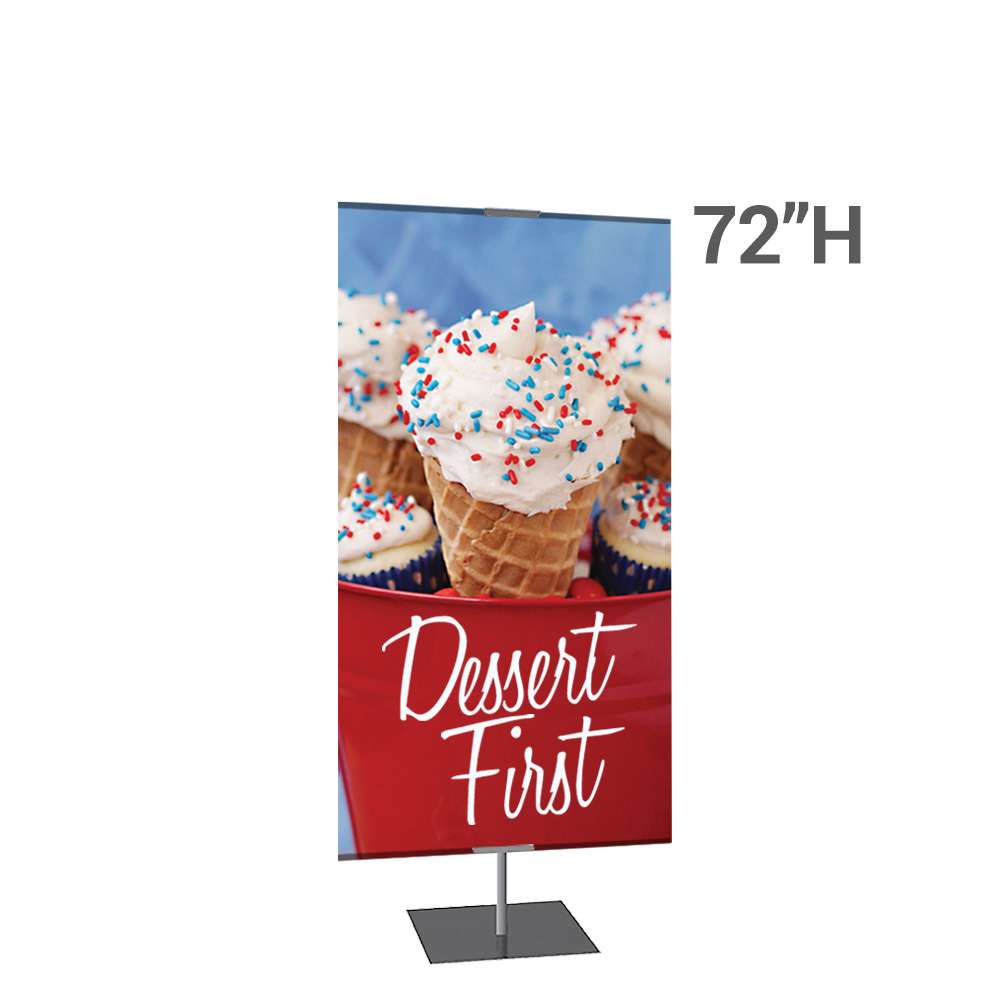 Classic Banner Stand --  Large 36" x 72", Silver with Square Base, Double-Sided Graphic Package (Stand & Graphic)