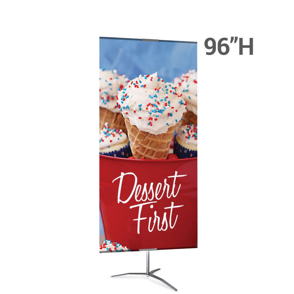 Classic Banner Stand --  Large 36" x 96", Silver with Travel Base, Double-Sided Graphic Package (Stand & Graphic)