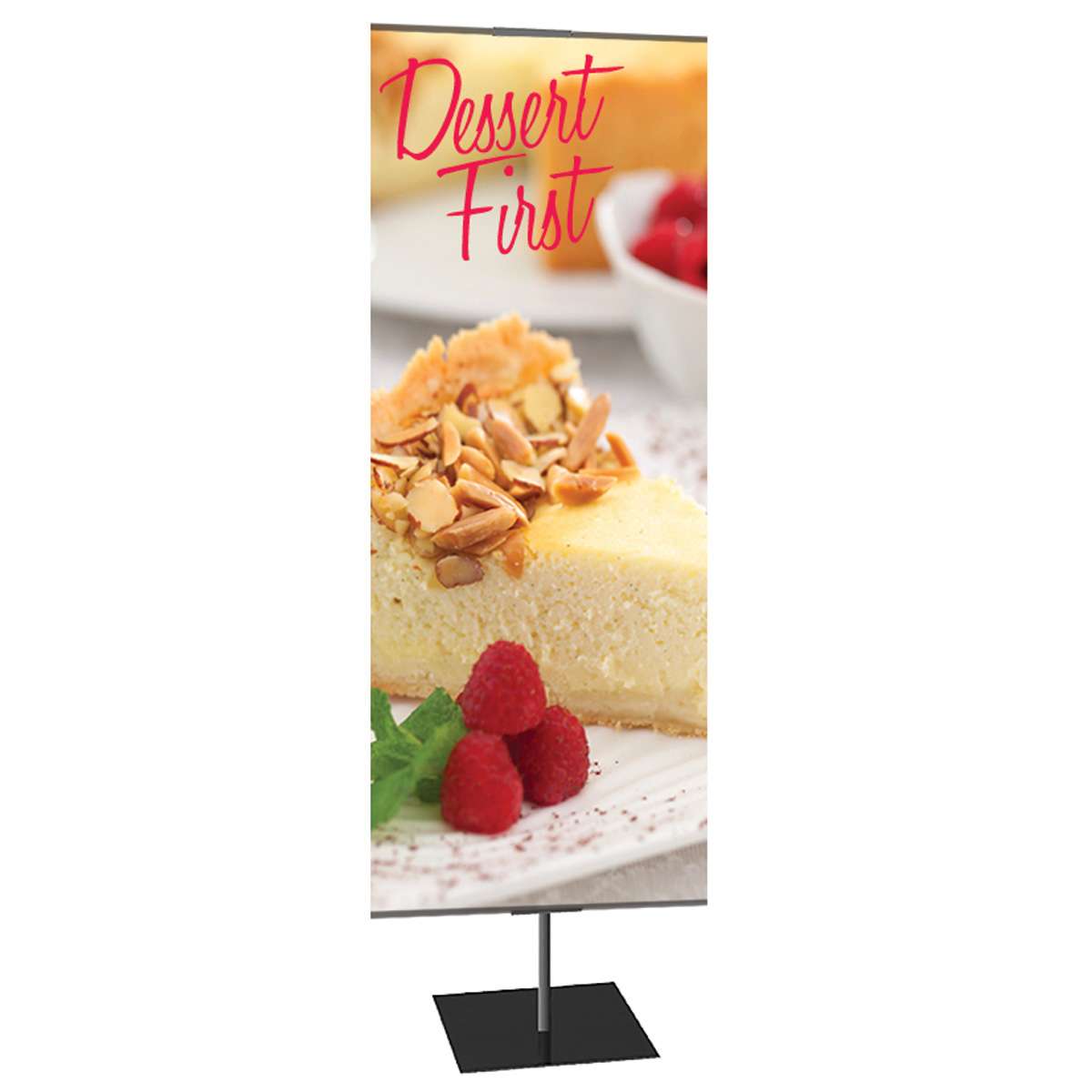 Classic Banner Stand -- Medium 24" x 72", Black with Square Base, Double-Sided Graphic Package (Stand & Graphic)