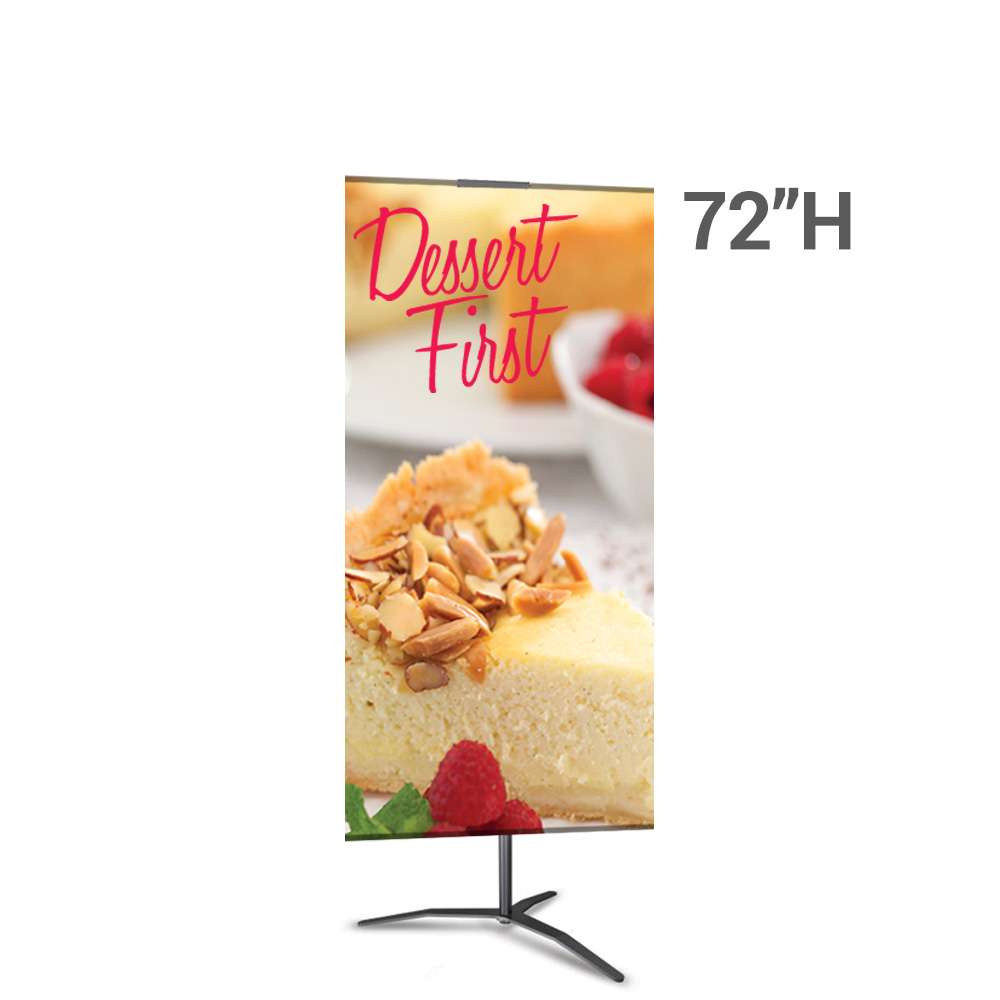Classic Banner Stand -- Medium 24" x 72", Black with Travel Base, Double-Sided Graphic Package (Stand & Graphic)