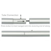 EZ Tube® 20ft Kicktail Single - Sided Graphic Package Diagram showing how to connect tube ends with text instructions on a white background