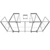 10x20 SEGO + QSEG Configuration C (Graphic Package) Black metal shelving unit with geometric design on a white background