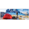 10x20 SEGO Modular Lightbox Display Configuration A Double - Sided (Graphic Package) Person standing next to a red tent in a mountainous landscape with 'SEGO' branding.