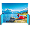 10x10 SEGO Modular Lightbox Display Configuration E Double - Sided (Graphic Package) Person with a red tent by a lake with mountains in the background